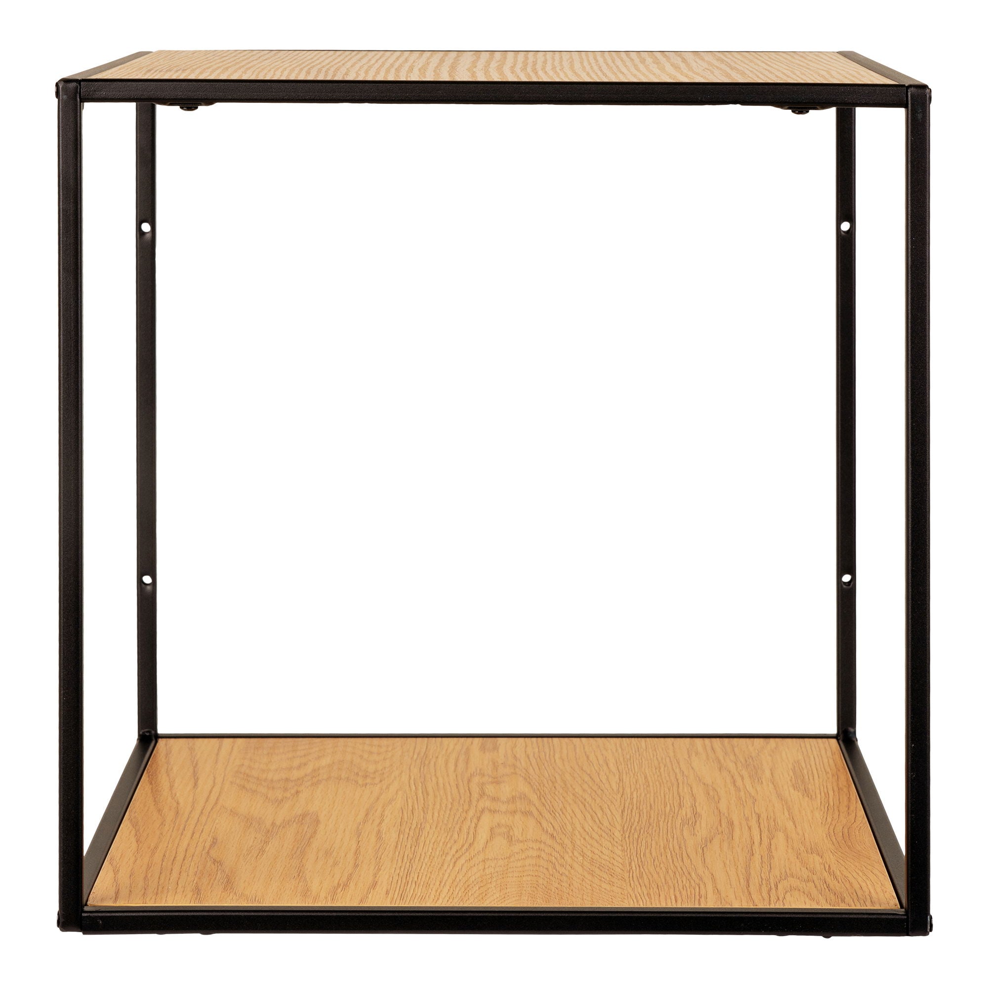 Farbe Vita – Wandregal, Stahl & Holzwerkstoff, Eichenoptik/schwarz, 36 × 36 × 36 cm